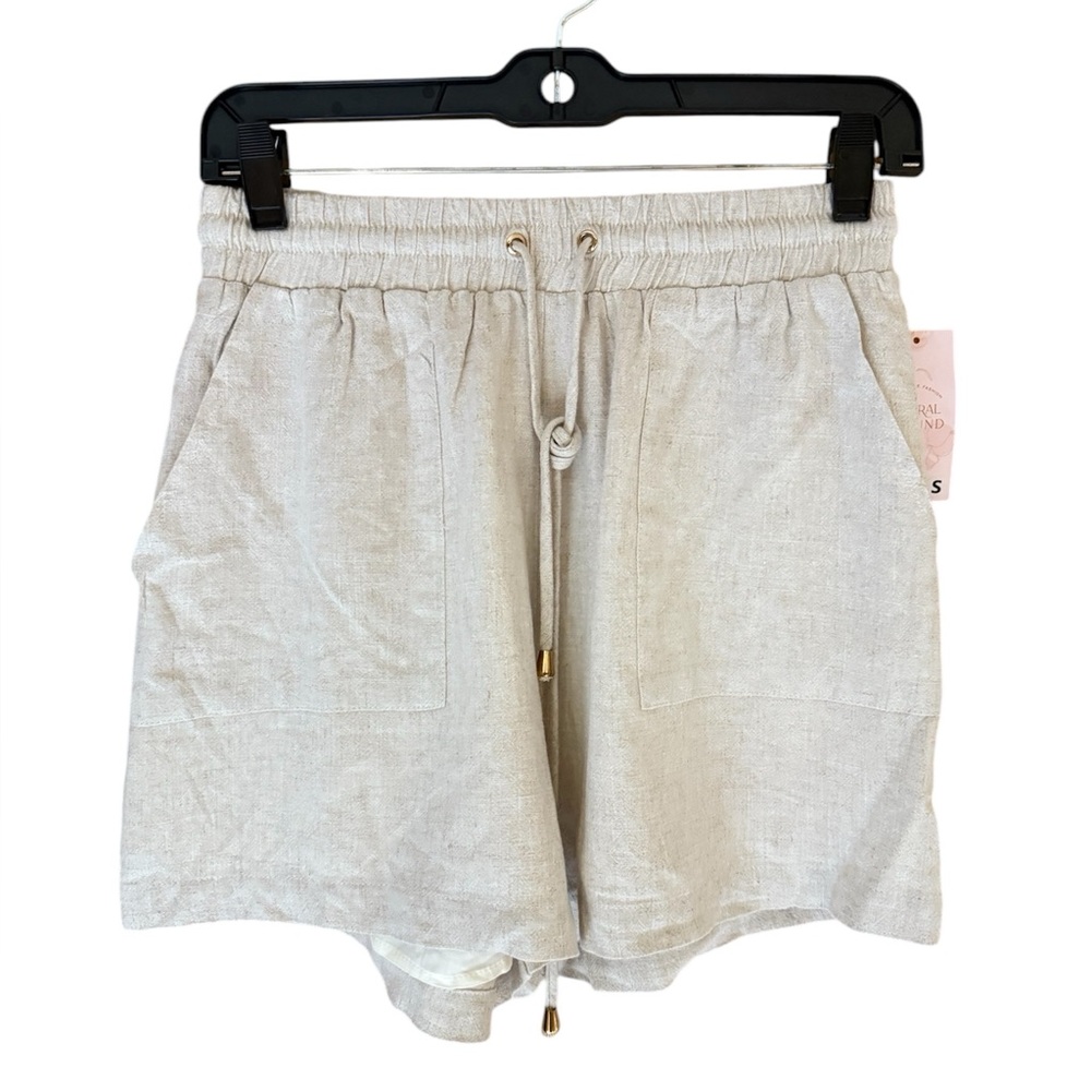 Neutral Ground Beige Linen Shorts Size Small NWT Lightweight Summer Casual Chic